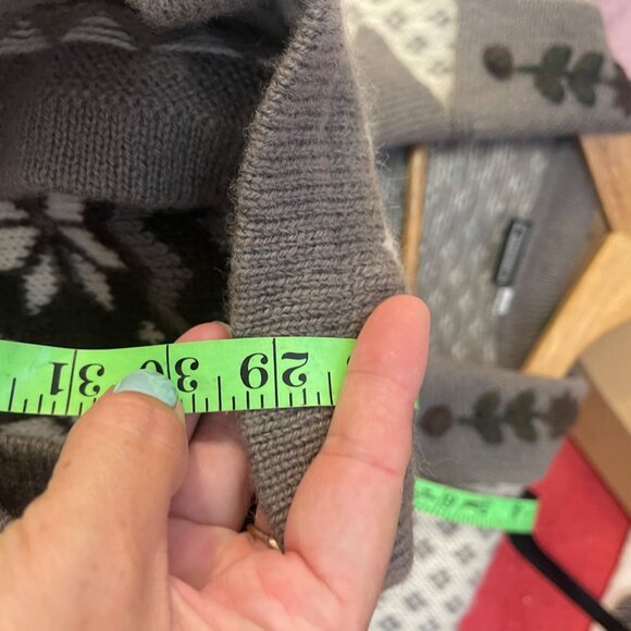 Vintage Sinclair Casual Knit Wool Gray & Creme Nordic Cardigan sz L (42-44) - Picture 8 of 8